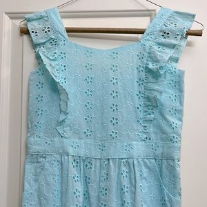 One piece pant summer sleeveless set with eyelet flowers throughout entire piece